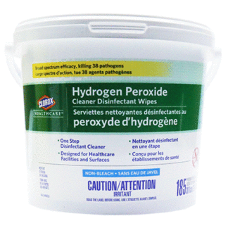 Clorox Professional Disinfecting Hydrogen Peroxide Wipes - 12" x 11" - 185 Wipes