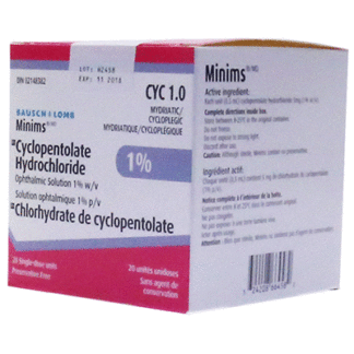 Minims Cyclopentolate Hydrochloride 1.0% - Box of 20 – Medical Professionals Only/No Residential Addresses