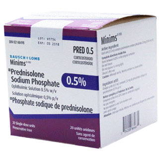 Minims - Prednisolone Sodium Phosphate 0.5% - Box of 20 – Medical Professionals Only/No Residential Addresses