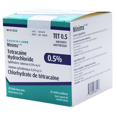 Minims - Tetracaine Hydrochloride 0.5% - Box of 20 – Medical Professionals Only/No Residential Addresses
