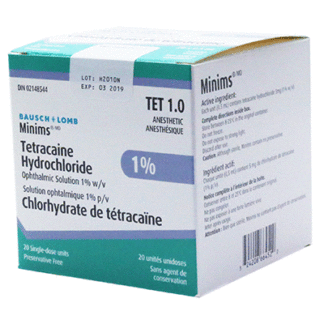 Minims - Tetracaine Hydrochloride 1.0% - Box of 20 – Medical Professionals Only/No Residential Addresses